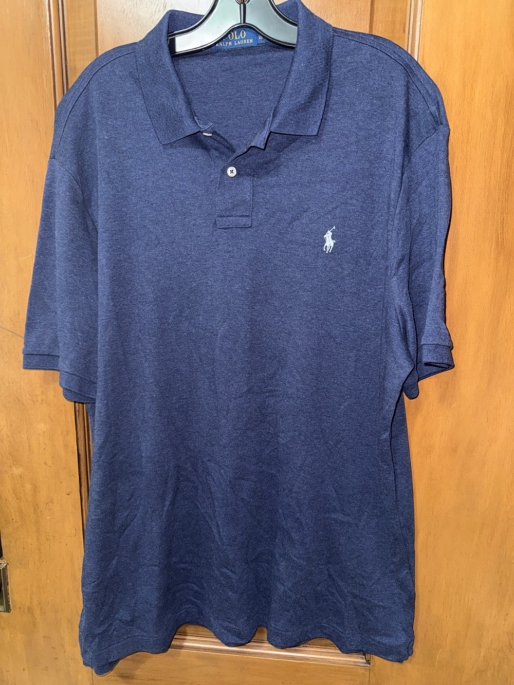Ralph Lauren Men's Heather Navy Polo with light blue Pony XL